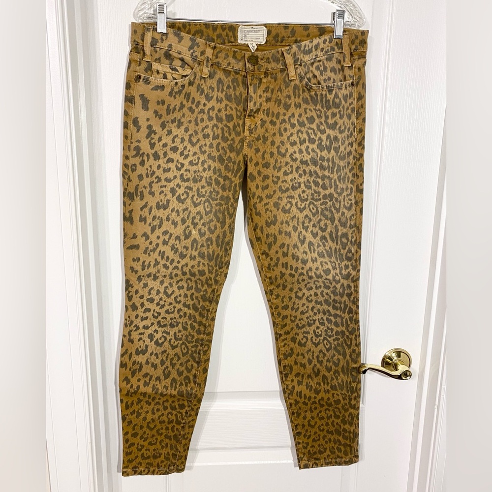 Current/Elliott USA MADE Leopard Print The Stiletto Skinny Jeans Camel Size 30